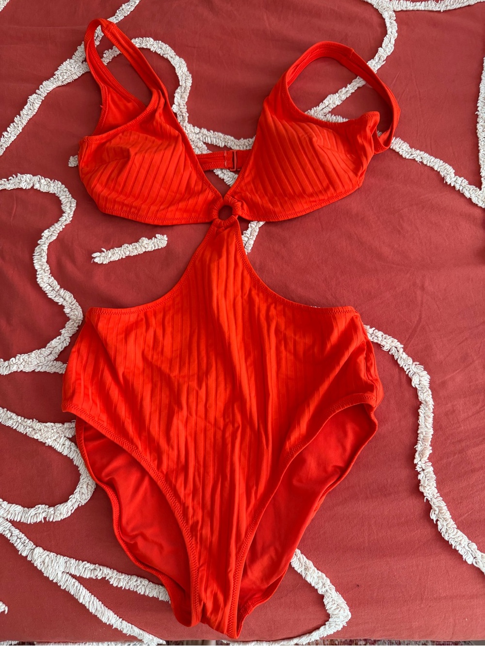 Aerie Red One-Piece Cutout Swimsuit (Medium)